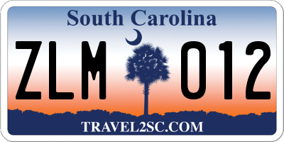 SC license plate ZLM012