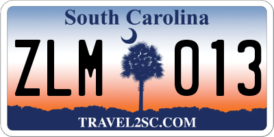 SC license plate ZLM013