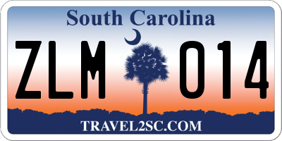 SC license plate ZLM014