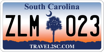 SC license plate ZLM023