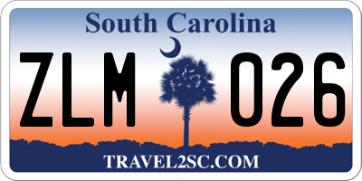 SC license plate ZLM026