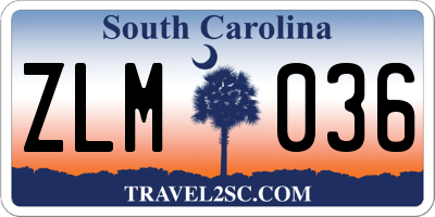 SC license plate ZLM036