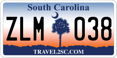 SC license plate ZLM038