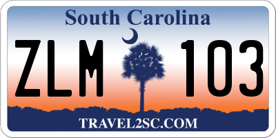 SC license plate ZLM103