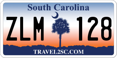 SC license plate ZLM128