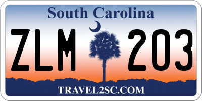 SC license plate ZLM203