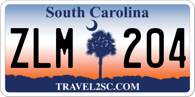SC license plate ZLM204