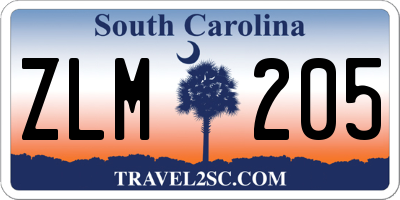SC license plate ZLM205
