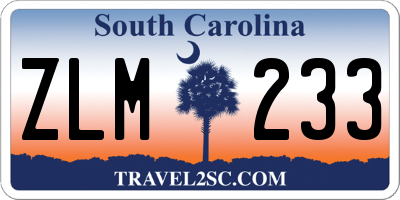 SC license plate ZLM233