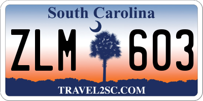SC license plate ZLM603