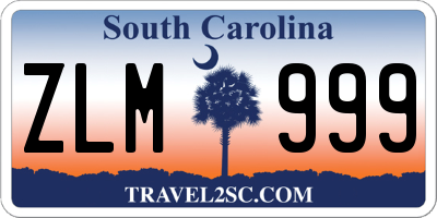 SC license plate ZLM999