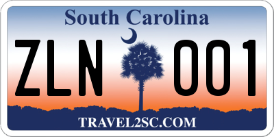 SC license plate ZLN001
