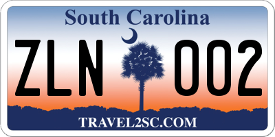 SC license plate ZLN002