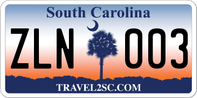 SC license plate ZLN003