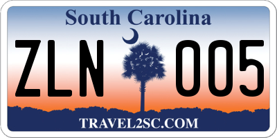 SC license plate ZLN005