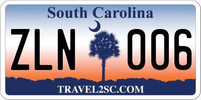 SC license plate ZLN006