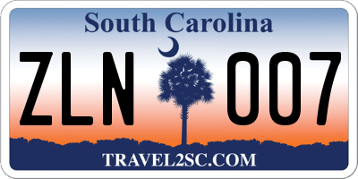 SC license plate ZLN007