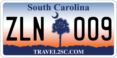 SC license plate ZLN009