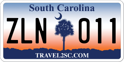 SC license plate ZLN011