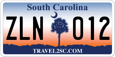 SC license plate ZLN012