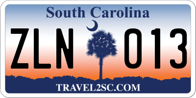 SC license plate ZLN013