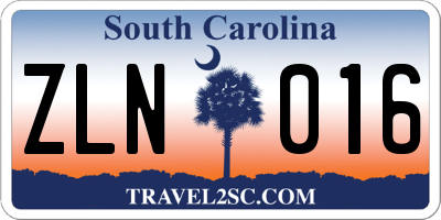 SC license plate ZLN016