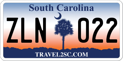 SC license plate ZLN022