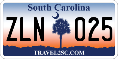 SC license plate ZLN025