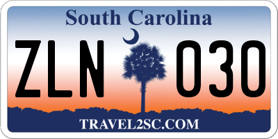 SC license plate ZLN030