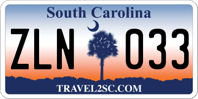 SC license plate ZLN033