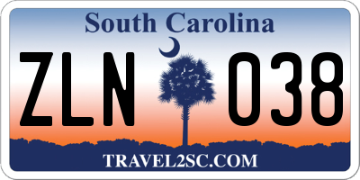 SC license plate ZLN038