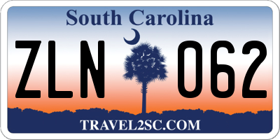 SC license plate ZLN062
