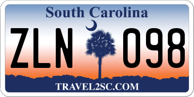 SC license plate ZLN098