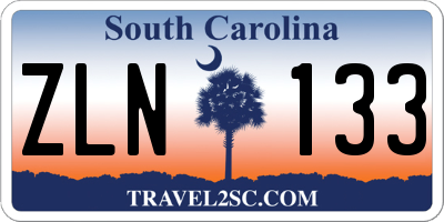 SC license plate ZLN133