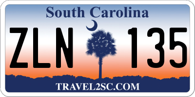 SC license plate ZLN135