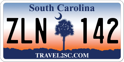 SC license plate ZLN142