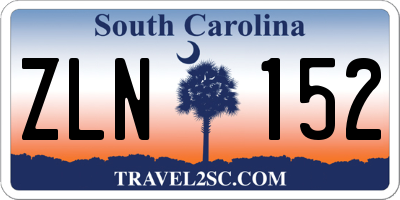 SC license plate ZLN152