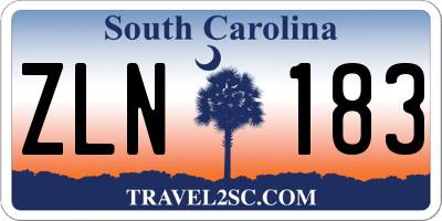 SC license plate ZLN183
