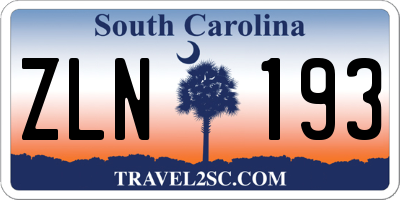 SC license plate ZLN193