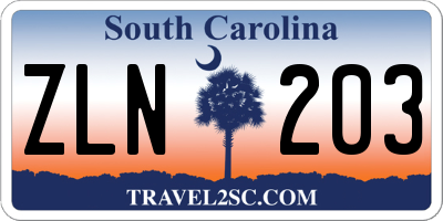 SC license plate ZLN203