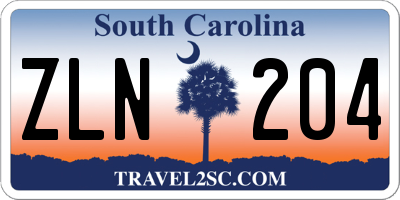 SC license plate ZLN204
