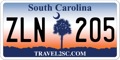 SC license plate ZLN205