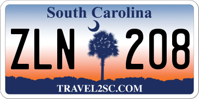 SC license plate ZLN208