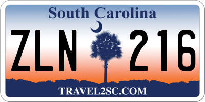 SC license plate ZLN216