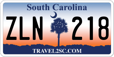 SC license plate ZLN218