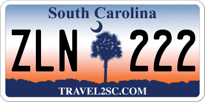 SC license plate ZLN222