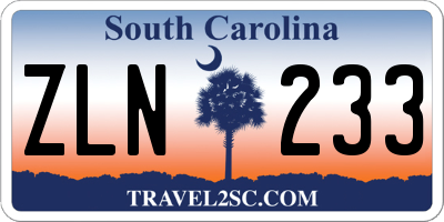 SC license plate ZLN233