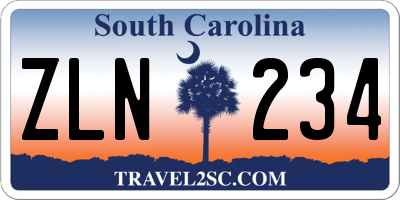 SC license plate ZLN234
