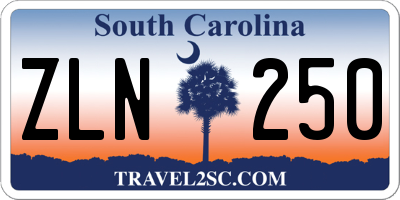 SC license plate ZLN250