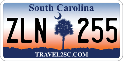 SC license plate ZLN255